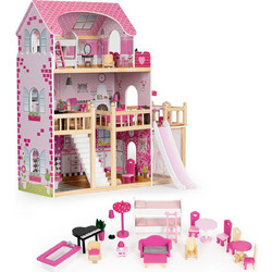 Ecotoys Κουκλόσπιτο με Ταράτσα & Έπιπλα HM014075