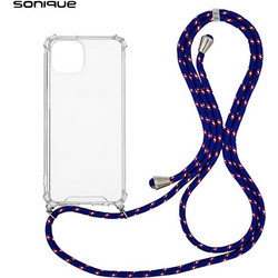 Sonique Strap Back Cover Transparent / Rainbow Blue (iPhone 14)