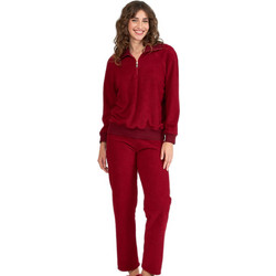 Harmony Σετ Γυναικείες Πιτζάμες Χειμωνιάτικες Fleece Μπορντό 107940