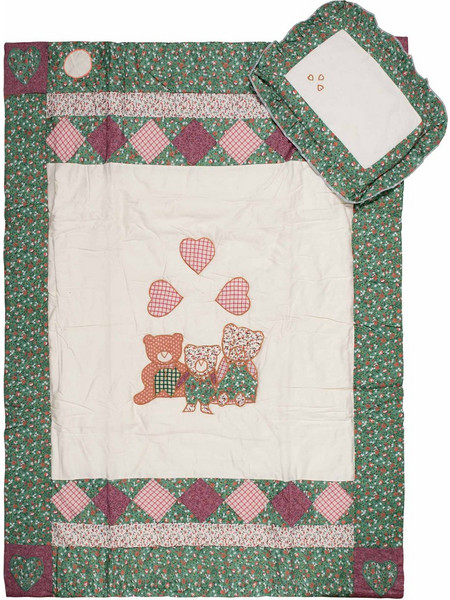 Silk Fashion Bear Family Κουβέρτα Κούνιας 90x125 Μπεζ Χακί + Μαξιλάρι