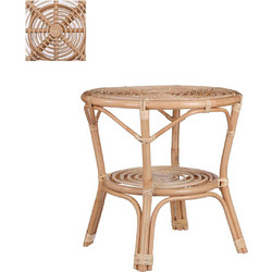 MSA Decoration Zambia Στρογγυλό Τραπεζάκι Κήπου Rattan Μπεζ 55x56cm 20-27-122