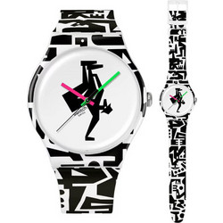 Swatch New Gent Ανδρικό Ρολόι με Λευκό Μαύρο Καουτσούκ Λουράκι SO29Z147