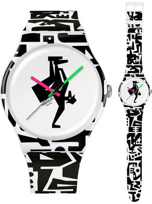 Swatch New Gent Ανδρικό Ρολόι με Λευκό Μαύρο Καουτσούκ Λουράκι SO29Z147