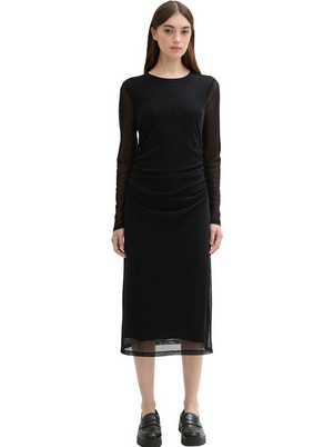 Tom Tailor Midi Φόρεμα για Γάμο / Βάπτιση Ντραπέ Μαύρο 1044193-36624