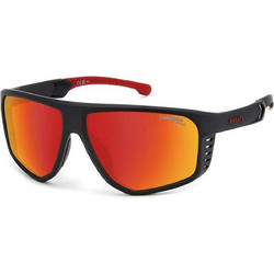 Carrera CA051S 003UZ Ανδρικά Γυαλιά Ηλίου Μάσκα Κοκάλινα Μαύρα με Πορτοκαλί Καθρέπτη Φακό