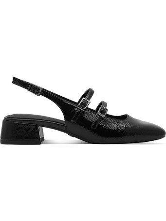 Tamaris Γόβες Slingback Δερμάτινες με Χοντρό Χαμηλό Τακούνι Μαύρες 1-29510-44-018