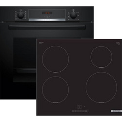 Bosch Φούρνος Ηλεκτρικός Άνω Πάγκου 71lt 59.5cm HBA514BB3 με Επαγωγικές Εστίες PUE611BB5E