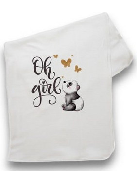 Bonjour Bebe Panda Oh Girl Πάνα Αγκαλιάς Πικέ Λευκή 75x75cm