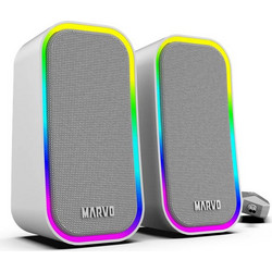 Marvo SG285 Ηχεία Υπολογιστή 2.0 6W με RGB Φωτισμό Λευκά