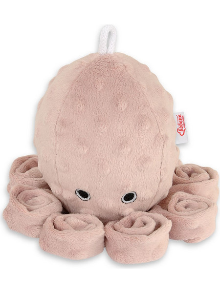 Bobono Χταποδάκι με Κουδουνίστρα Polka Dot Minky Pastel Pink 31cm