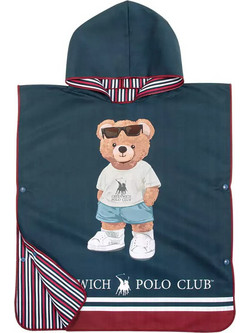 Greenwich Polo Club Bear 4042 Παιδικό Πόντσο Θαλάσσης Microfiber Navy Μπλε 50x115cm