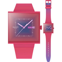 Swatch Ανδρικό Ρολόι με Φούξια Καουτσούκ Λουράκι SO34R700