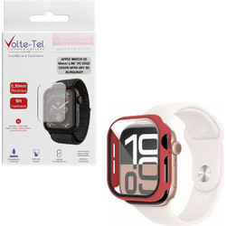 Volte-Tel Πλαστική Θήκη Tempered Glass για Apple Watch 10 46mm Μπορντό