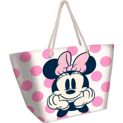 Karactermania Minnie Dots Υφασμάτινη Τσάντα Θαλάσσης Ώμου Ροζ 37x52cm