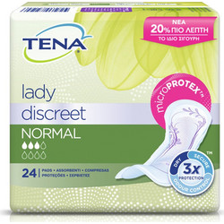 Tena Lady Descreet Normal Σερβιέτες Ακράτειας 3 Σταγόνες 24τμχ