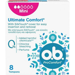 O.B. Pro Comfort Mini Ταμπόν για Ελαφριά Ροή 2 Σταγόνες 8τμχ