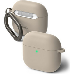 Ringke Θήκη Σιλικόνης με Γάντζο για Apple AirPods 4 Εκρού
