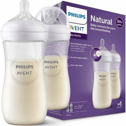 Philips Avent Σετ Πλαστικά Μπιμπερό με Θηλή Σιλικόνης κατά των Κολικών 3+ Μηνών Transparent 330ml