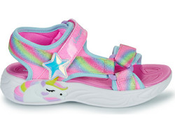 Skechers Παιδικά Πέδιλα για Κορίτσι με Φωτάκια & Γκλίτερ Φούξια Γαλάζια 303107N-PKMT
