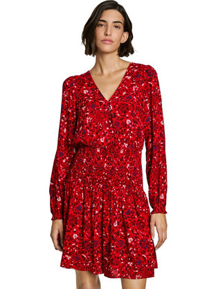 Pepe Jeans Cecile Mini Καθημερινό Φόρεμα Μεταξωτό Κόκκινο PL953669-255