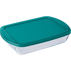 Pyrex Cook Store Δοχείο Φαγητού Γυάλινο Κατάλληλο για Φούρνο Μικροκυμάτων 750ml Διαφανές Τιρκουάζ