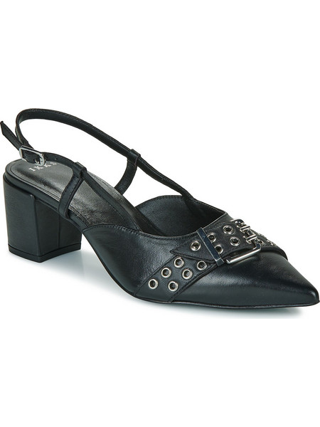 Ikks Γόβες Slingback Δερμάτινες με Χοντρό Χαμηλό Τακούνι Μαύρες B180135-02
