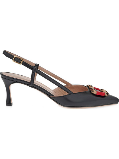 Mourtzi Γόβες Slingback Δερμάτινες με Λεπτό Ψηλό Τακούνι Μαύρες 55/56108