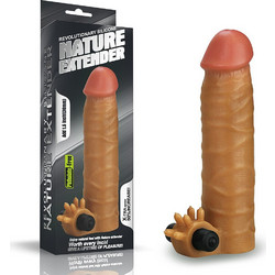 Lovetoy Nature Extender Add 1.5 Sleeve Κάλυμμα Επιμήκυνσης Πέους με Δόνηση Καφέ