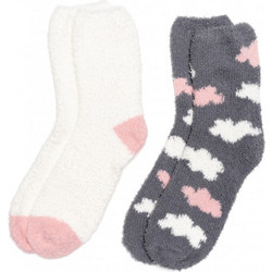 Pink Label Fleece Γυναικείες Κάλτσες με Σχέδια Λευκές Γκρι 2Pack SC-W210