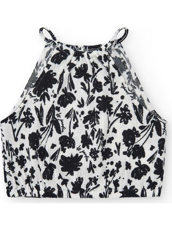 Nath Παιδικό Crop Top Αμάνικο Λευκό Μαύρο KG08T202W1