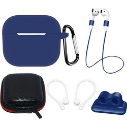 Hurtel Σετ Θήκη Σιλικόνης με Γάντζο για Apple AirPods 3 Μπλε