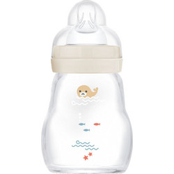MAM Feel Good Premium Γυάλινο Μπιμπερό με Θηλή Σιλικόνης κατά των Κολικών 0+ Μηνών Seal Beige 170ml