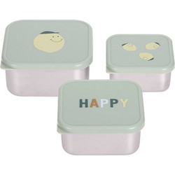 Laessig Happy Fruits Lemon Ανοξείδωτο Παιδικό Σετ Δοχείο Φαγητού Πράσινο Mint
