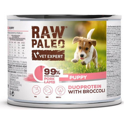 VetExpert Raw Paleo Puppy Duoprotein with Lamb, Pork & Broccoli 200gr