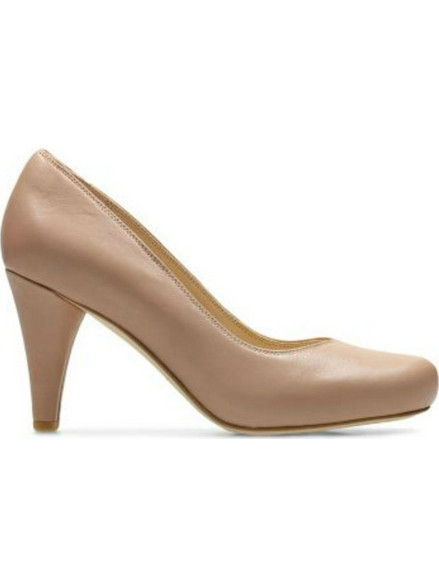 Clarks Dalia Ανατομικές Γόβες Δερμάτινες με Λεπτό Ψηλό Τακούνι Μπεζ 26132266