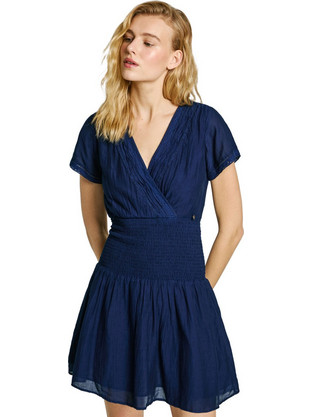 Pepe Jeans Dea Mini Καλοκαιρινό Βραδινό Φόρεμα Κρουαζέ Navy Μπλε PL953686-588