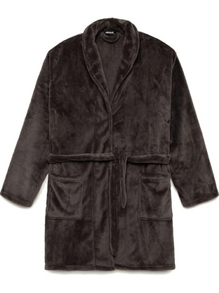 Minerva Χειμωνιάτικη Ανδρική Ρόμπα Fleece Ανθρακί 96-71212-590