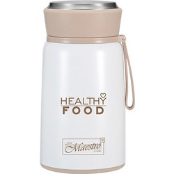 Maestro Thermos Δοχείο Φαγητού Θερμός Inox 800ml Λευκό Μπεζ