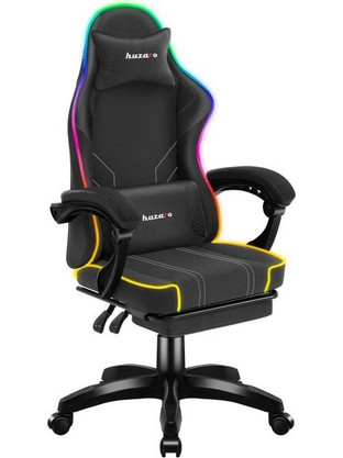 Huzaro Force 3.7 Καρέκλα Gaming Δερματίνης με RGB Μαύρη