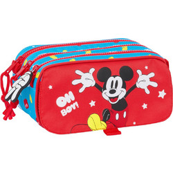 Safta Mickey Mouse Clubhouse Fantastic Κασετίνα Βαρελάκι με 3 Θήκες Κόκκινη Γαλάζια 812333710