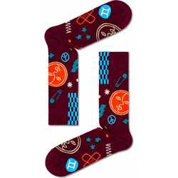 Happy Socks Gemini Ανδρικές Κάλτσες Ψηλές με Σχέδια Μπορντό P000141
