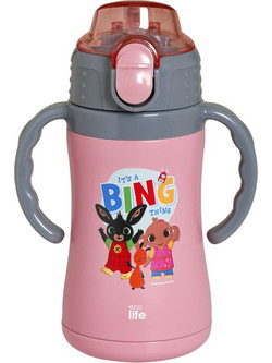 Ecolife Bing Thing Παιδικό Παγούρι Θερμός Ανοξείδωτο με Καλαμάκι Ροζ 300ml