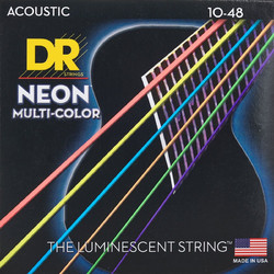 DR Strings Neon Multicolor Σετ 6 Χορδές Ακουστικής Κιθάρας Phosphor Bronze 10-48" Extra Light Tension