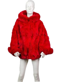 Leather Brands Γυναικεία Γούνα με Κουκούλα Κόκκινη FUR-K-5
