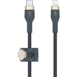 Belkin BOOSTCHARGE (TM) PRO Flex Braided USB-C to Lightning Cable 1m Blue CAA011BT1MBL