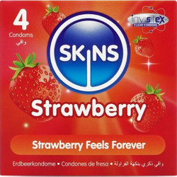 Skins Strawberry Προφυλακτικά με Γεύσεις & Λιπαντικό 4τμχ