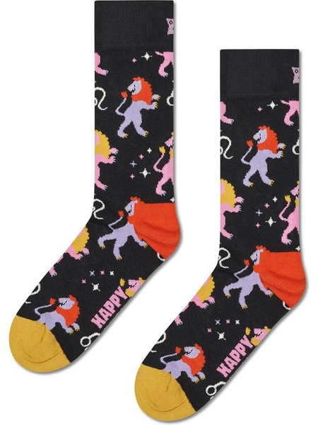 Happy Socks Leo Ανδρικές Κάλτσες Ψηλές με Σχέδια Μαύρες P003388-1000