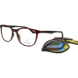 Eyecroxx EC590UD C3 Ανδρικός Σκελετός Γυαλιών Οράσεως με Clip-On Κοκάλινος Καφέ