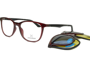 Eyecroxx EC590UD C3 Ανδρικός Σκελετός Γυαλιών Οράσεως με Clip-On Κοκάλινος Καφέ