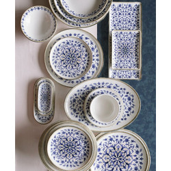 Kutahya Tile Legacy Σετ Πιάτα Φαγητού Πορσελάνης Λευκά Μπλε 40τμχ TILE40